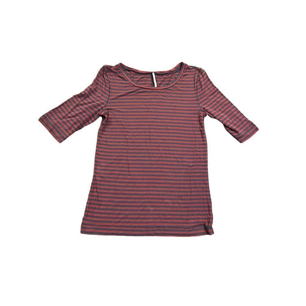 Free People Red Gray Leader Of The Pack Elbow Sleeve Tee Womens M‎ soft stretchy